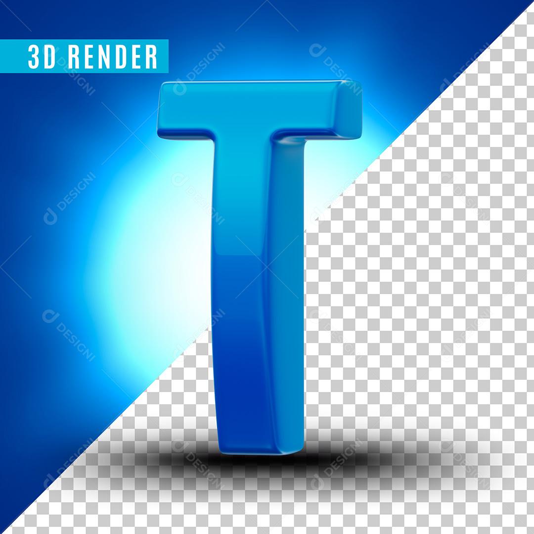 Letra T Azul Para Composição PSD Editável