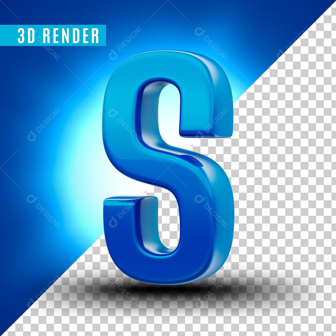 Letra S Azul Para Composição PSD Editável