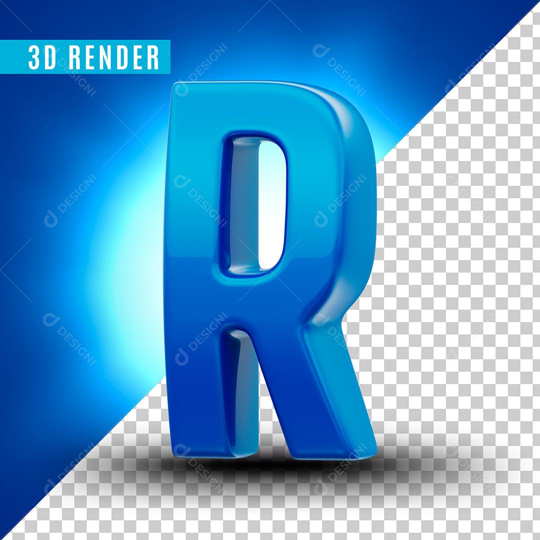 Letra R Azul Para Composição PSD Editável