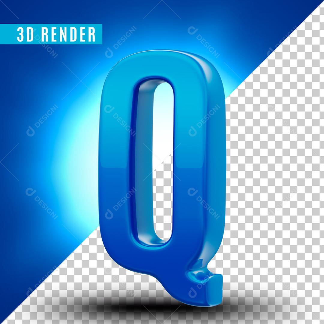 Letra Q Azul Para Composição PSD Editável