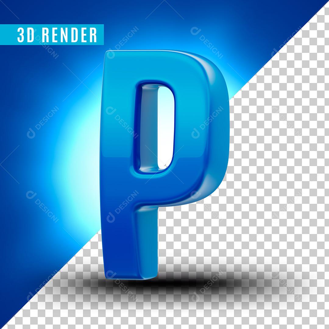 Letra P Azul Para Composição PSD Editável