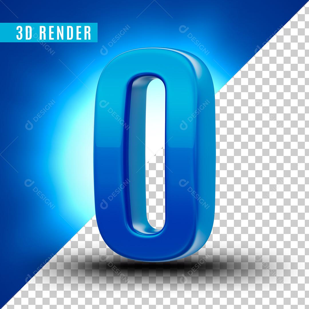 Letra O Azul Para Composição PSD Editável