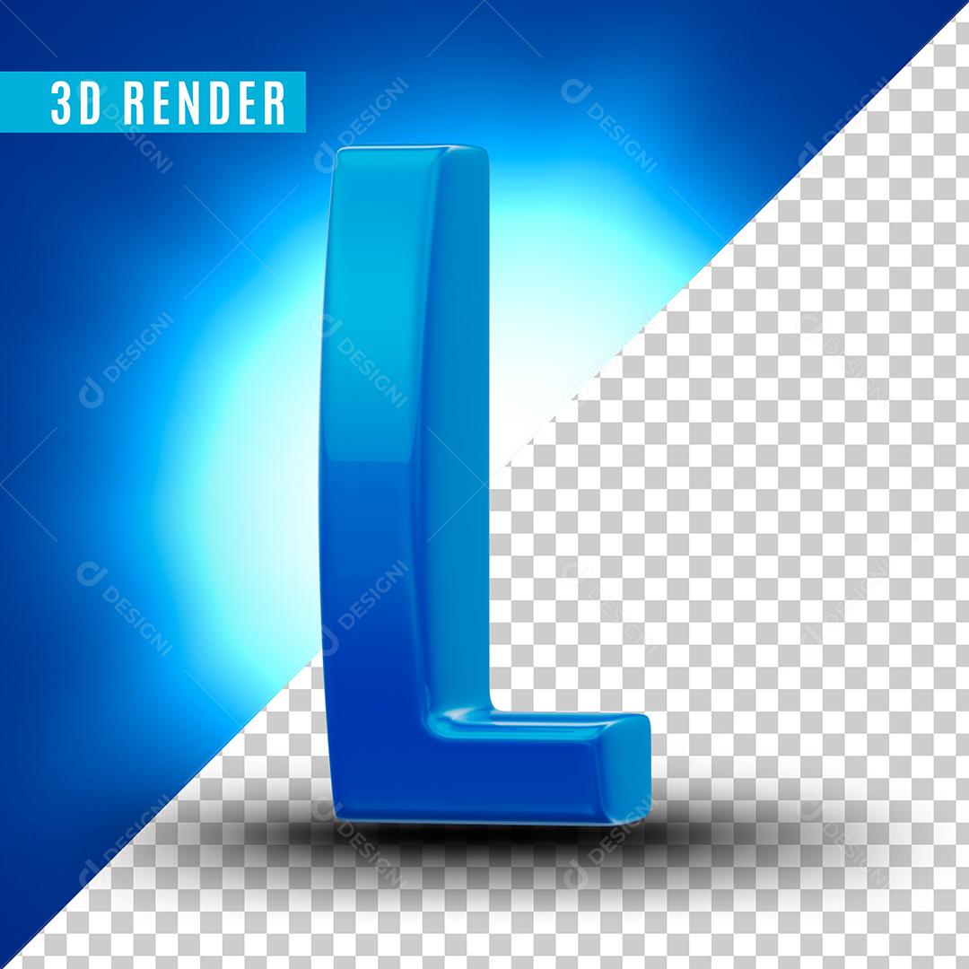 Letra L Azul Para Composição PSD Editável