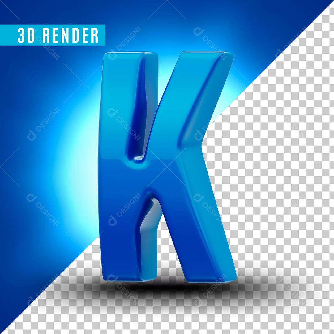 Letra K Azul Para Composição PSD Editável