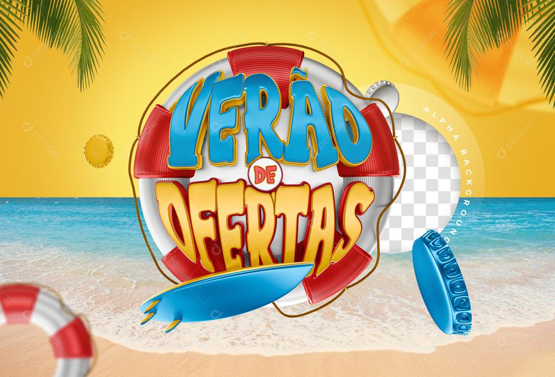 3D Stamp Summer Offers Buoy Plank For Composition Editable PSD