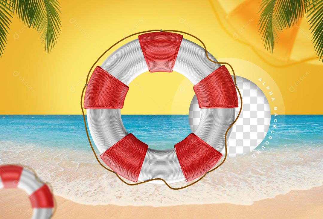 Boia Salva Vidas Elemento 3D Para Composição PSD