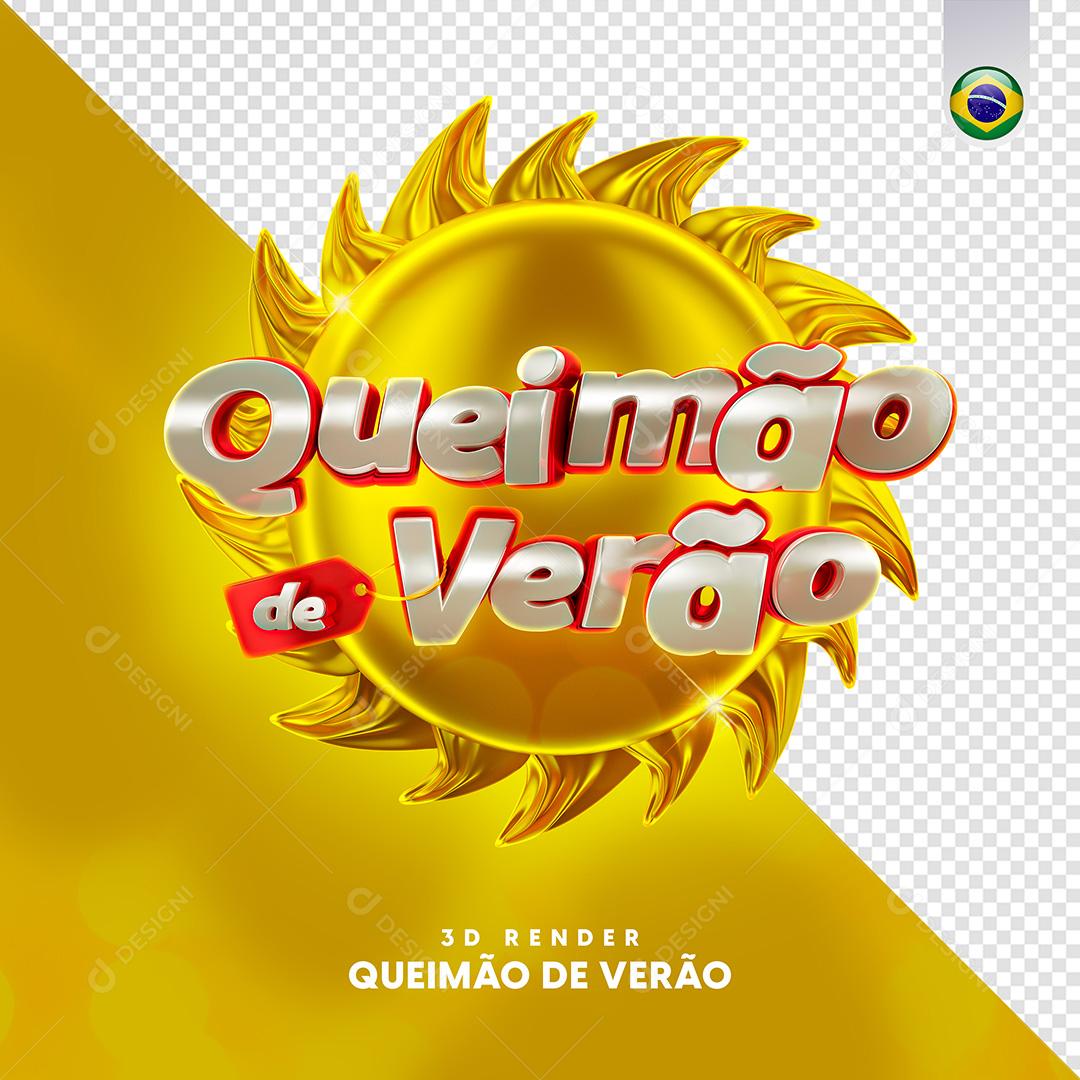 Selo 3D Queimão De Verão Para Composição PSD