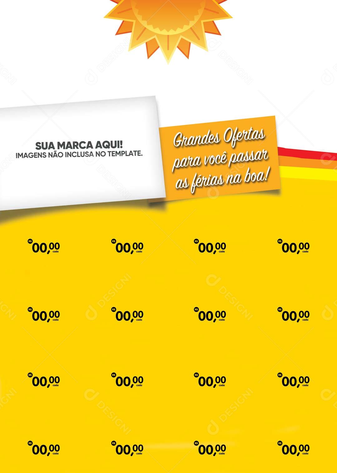 Encarte Grandes Ofertas para Você Passar as Férias na Boa PSD Editável