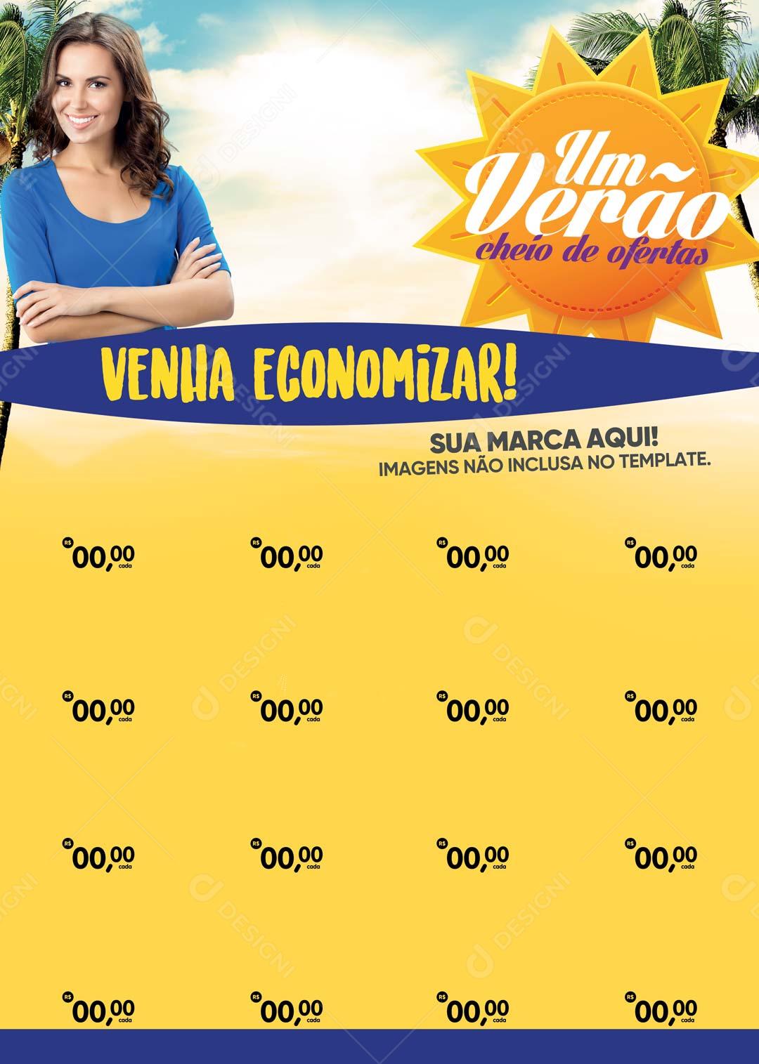 Encarte Um Verão Cheio de Ofertas Venha Economizar PSD Editável