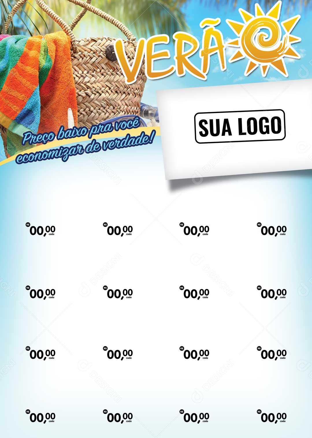 Encarte Verão Preço Baixo Pra Você Economizar de Verdade! PSD Editável