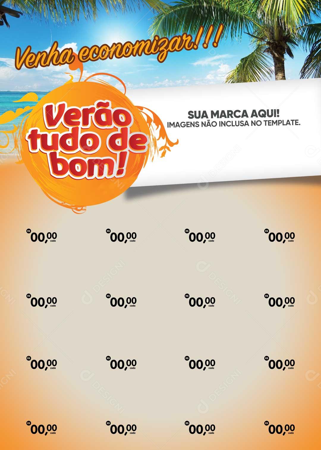 Encarte Verão Tudo De Bom Venha Economizar Social Media PSD Editável