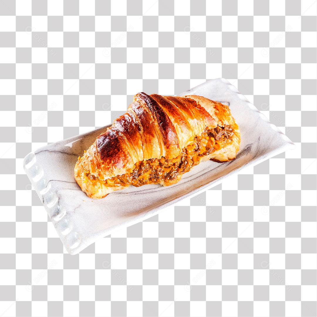 Croissant Carne Cheddar PNG Transparente