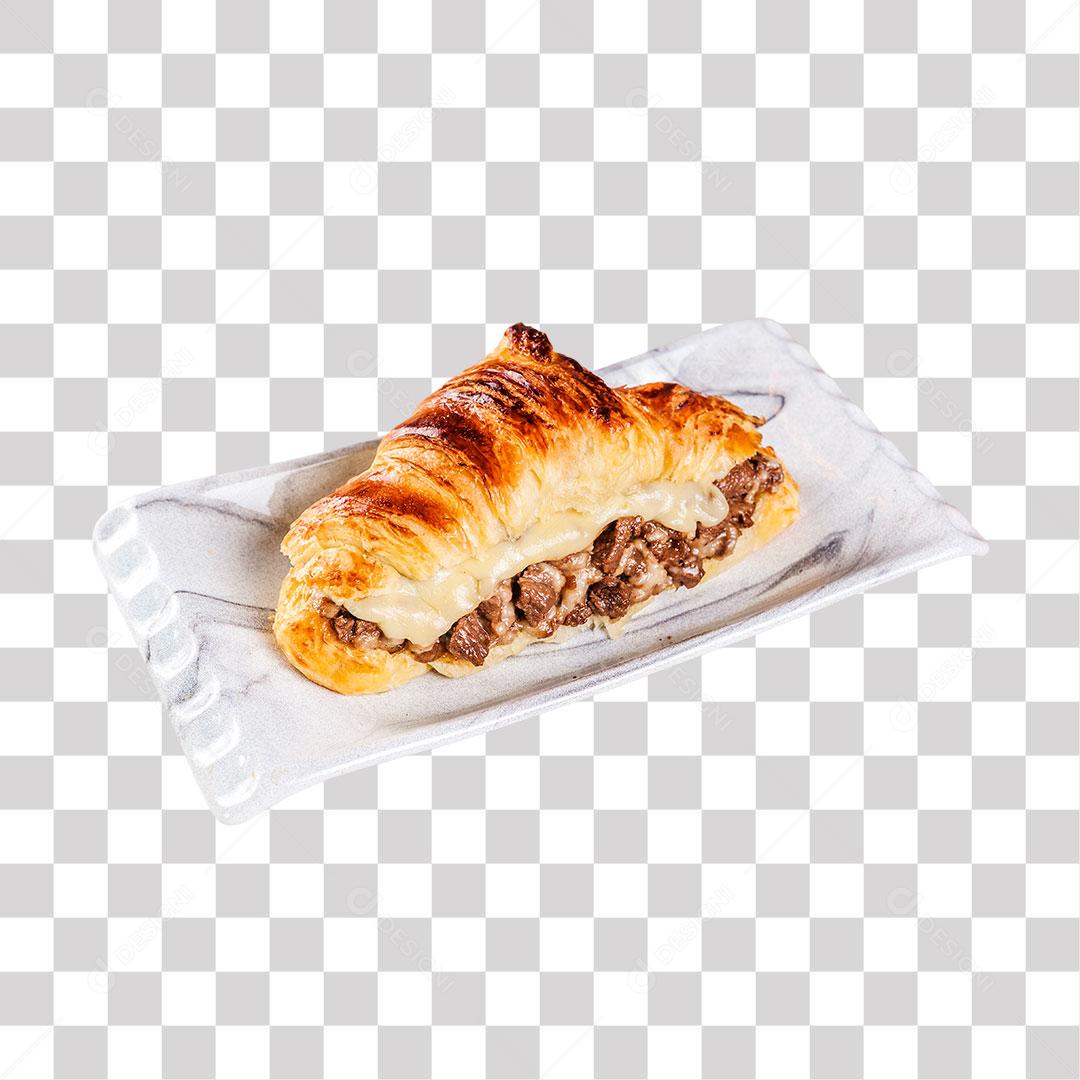 Croissant Carne Mussarela PNG Transparente