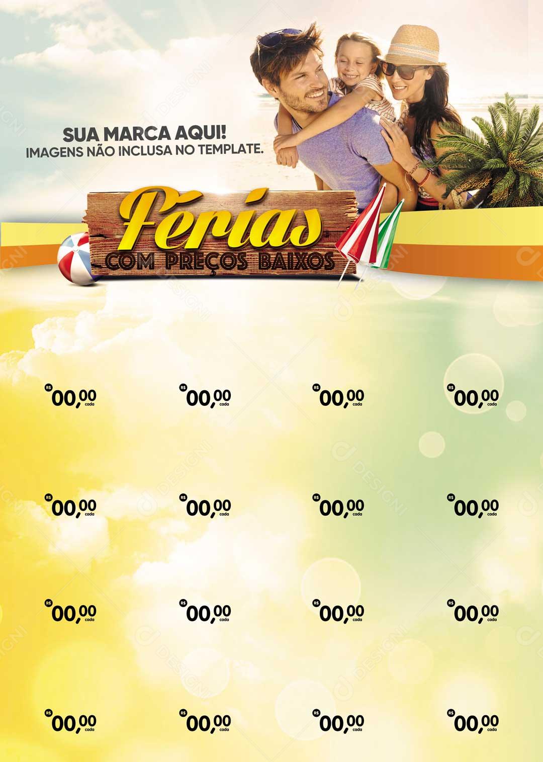 Encarte Férias Com Preço Baixo PSD Editavel