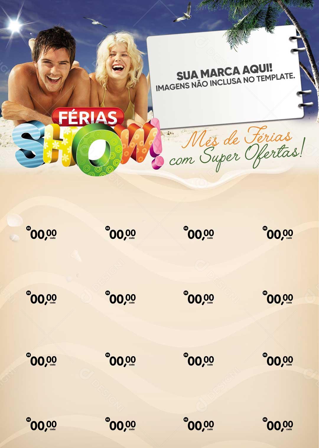 Encarte Ferias Show! Mes de Ferias Com Super Ofertas PSD Editável