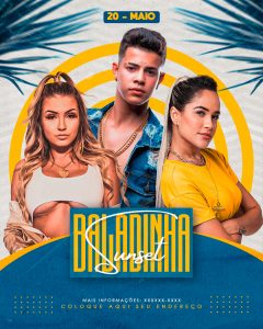 Flyers Baladinha Sunset Agendas Social Media PSD Editável