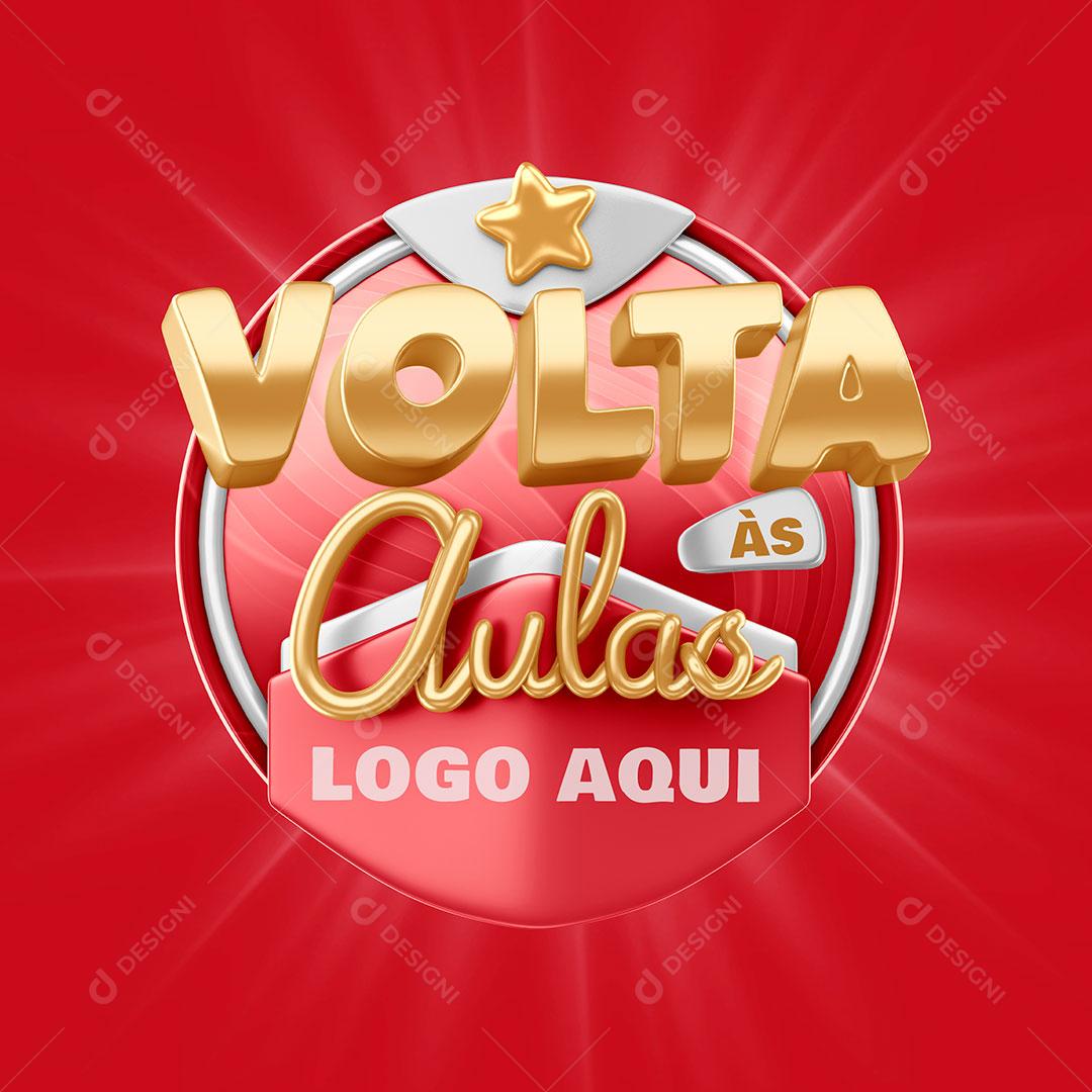 Selo 3D Volta às Aulas Para Composição PSD