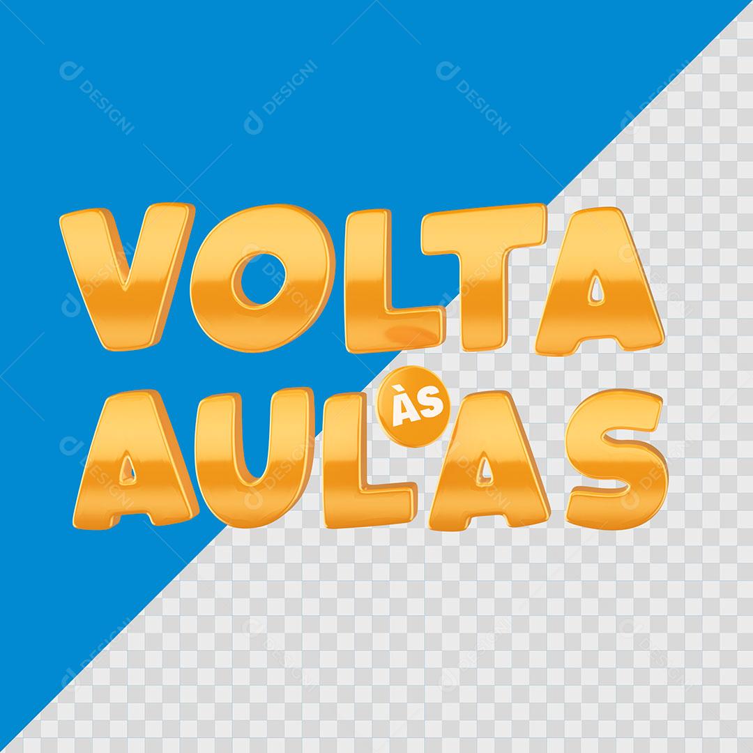Texto 3D Volta às Aulas Dourado Para Composição PSD
