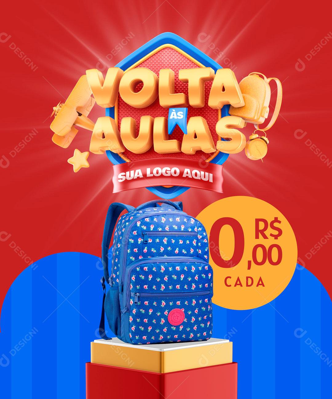 Social Media Template Volta às Aulas Mochila Escolar PSD Editável