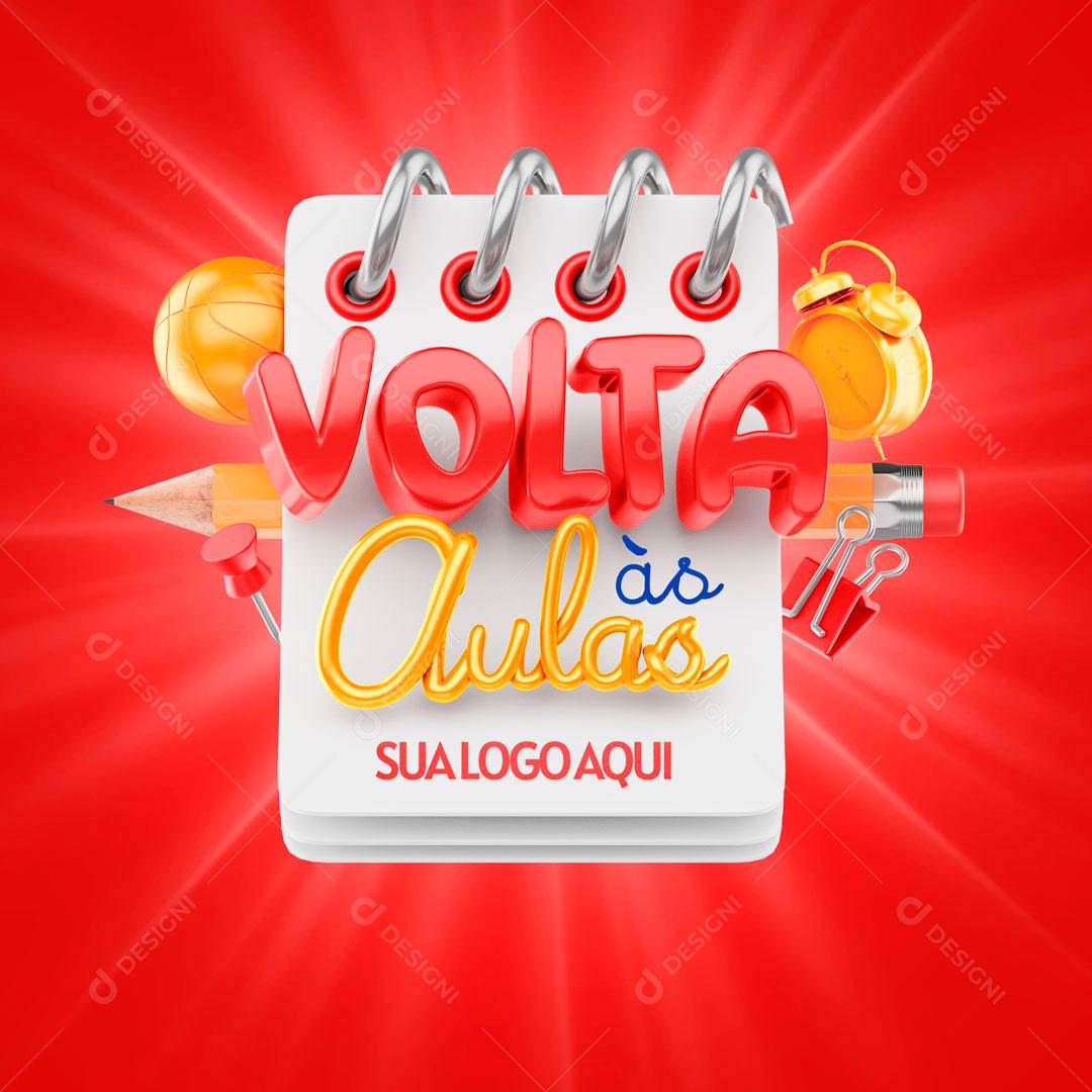 Volta às Aulas Selo 3D Para Composição PSD Premium