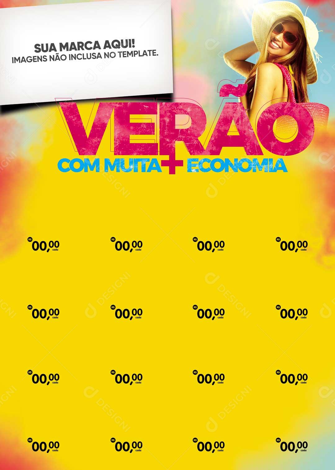 Encarte Verão Com Muita + Economia Colorido PSD Editável