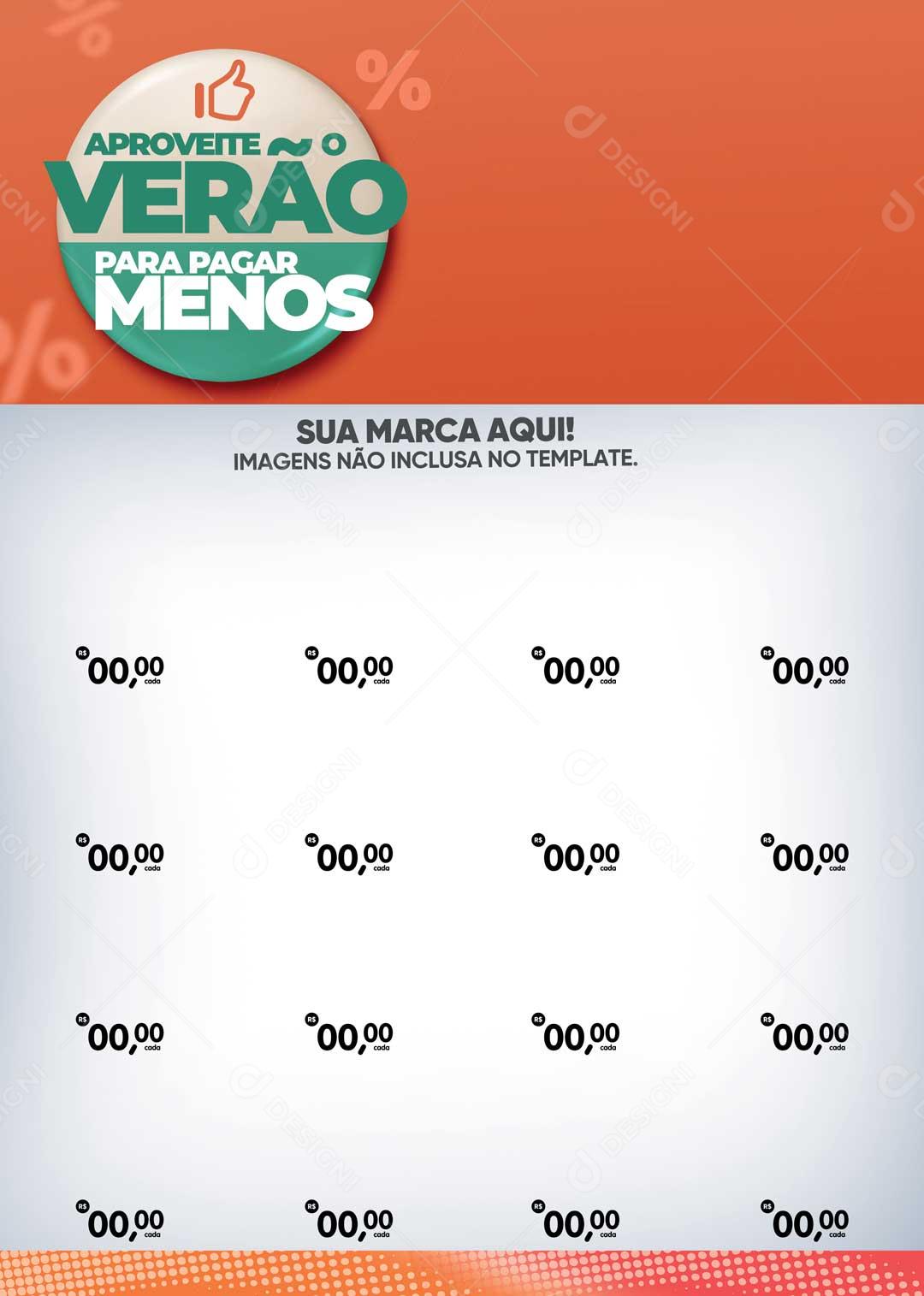 Encarte Aproveite O Verão Pra Pagar Menos! PSD Editável