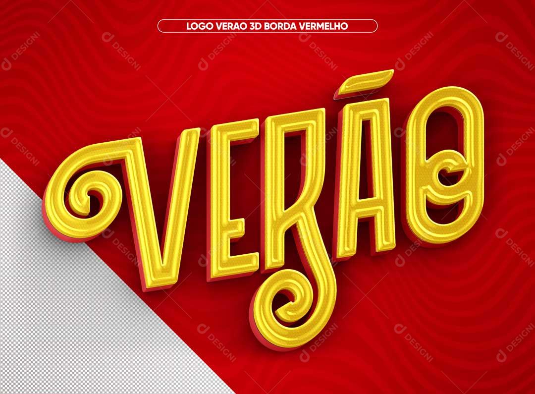 Verão Texto 3D Borda Vermelho PSD Premium