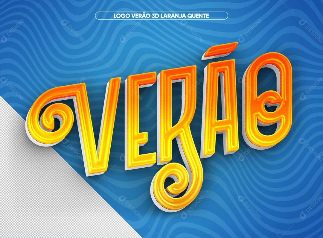 Verão Texto 3D Laranja Quente PSD Premium
