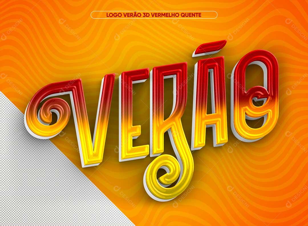Verão Texto 3D Vermelho Quente PSD Premium