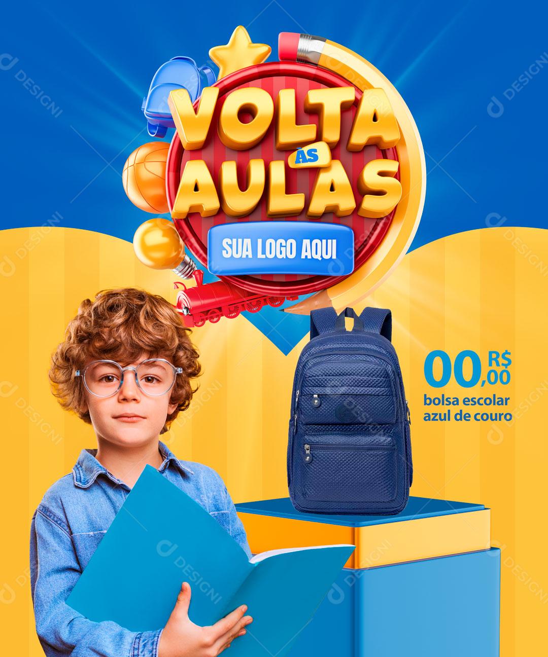 Social Media Template Volta às Aulas Mochila Escolar PSD Editável