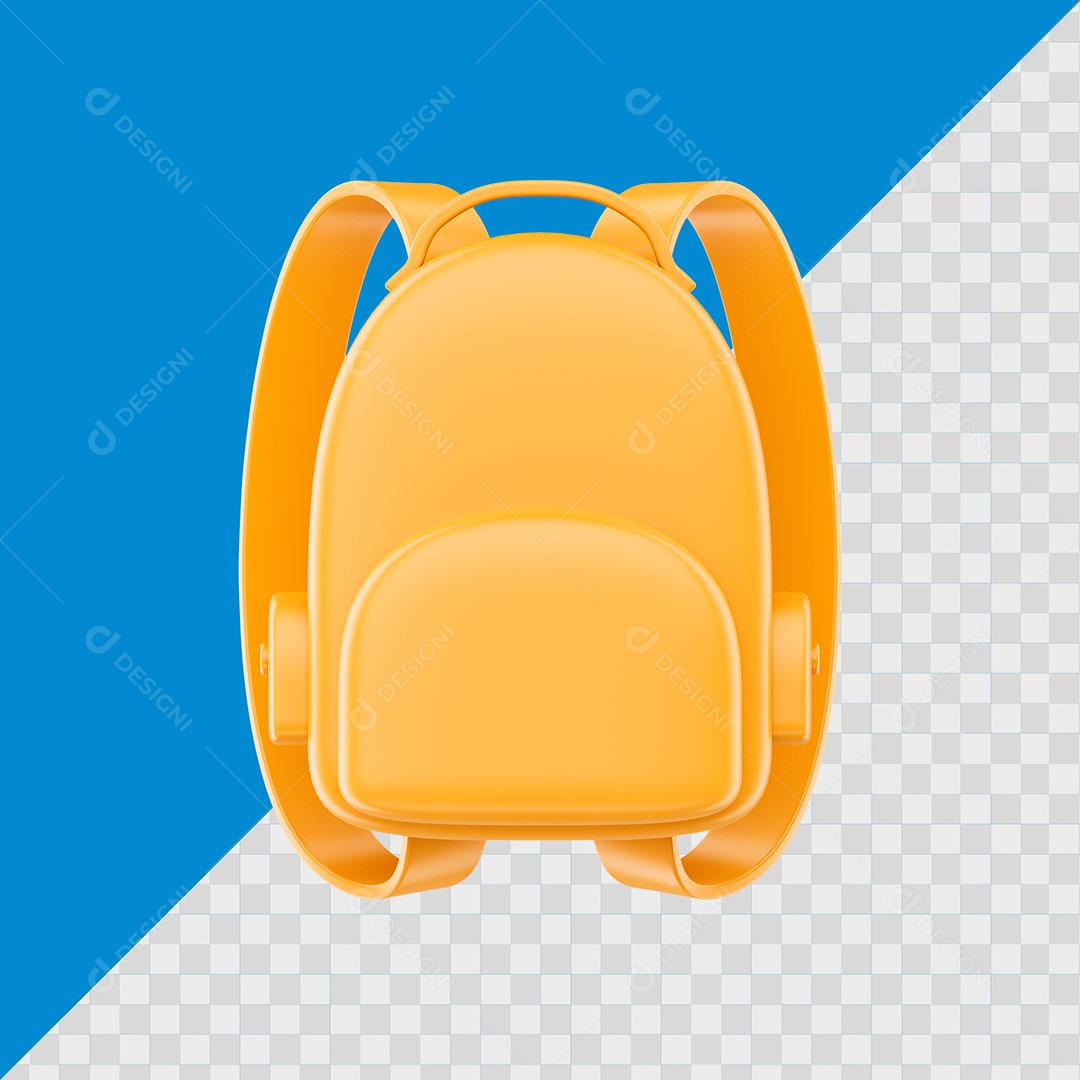 Mochila Escolar Amarela Elemento Para Composição PSD