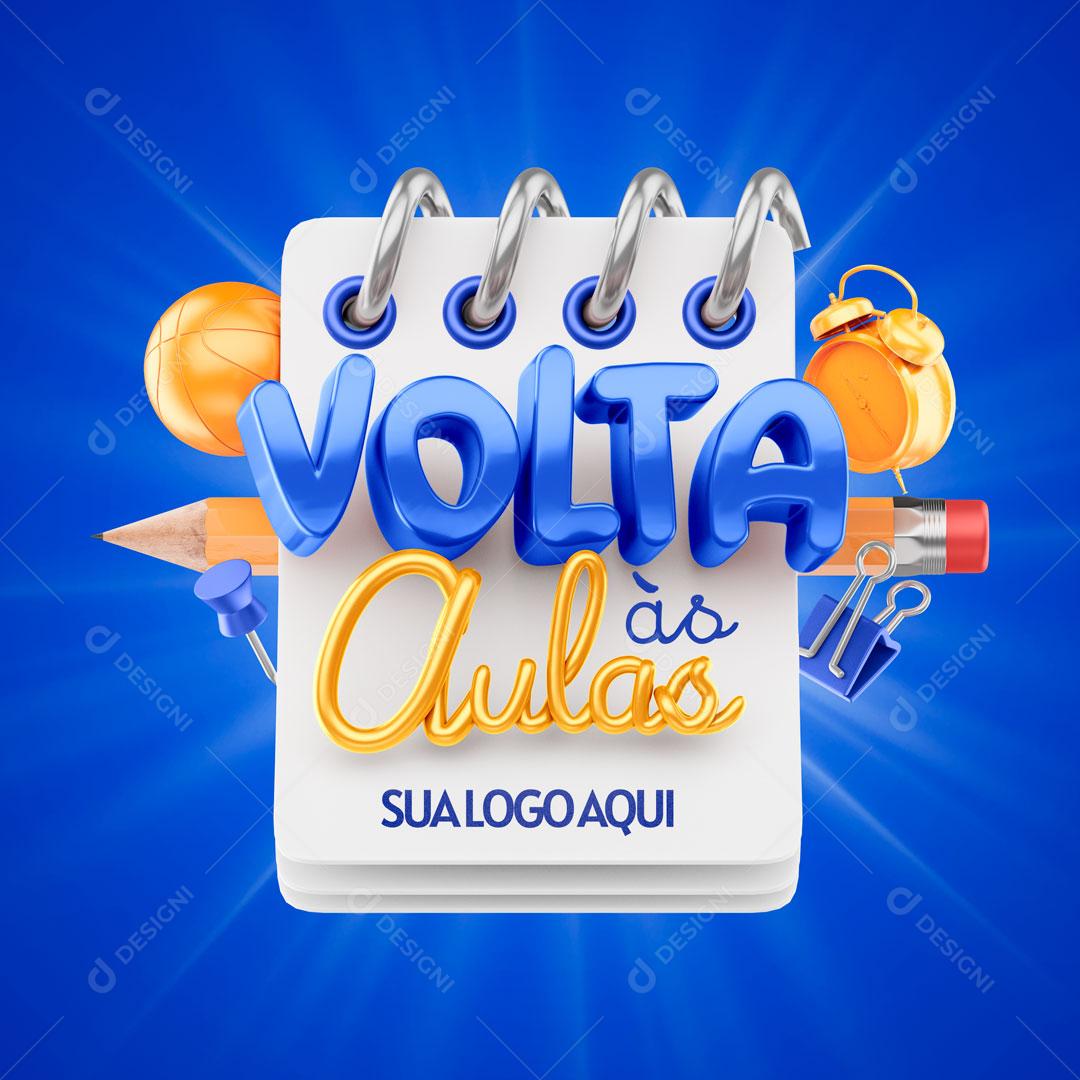 Selo 3D Volta às Aulas Texto Editável Para Composição PSD