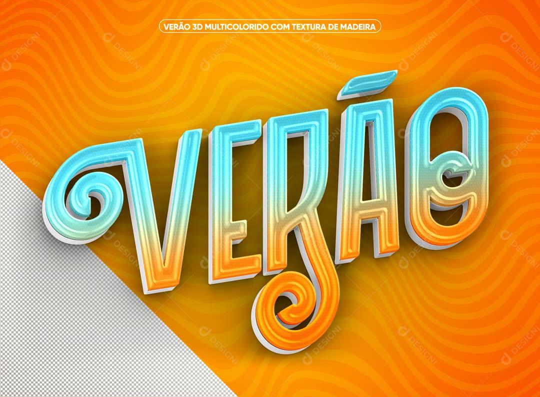 Verão Texto 3D Multicolorido Com textura PSD Premium