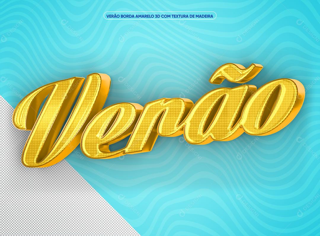 Verão Texto 3D Amarelo Com Texta PSD Premium