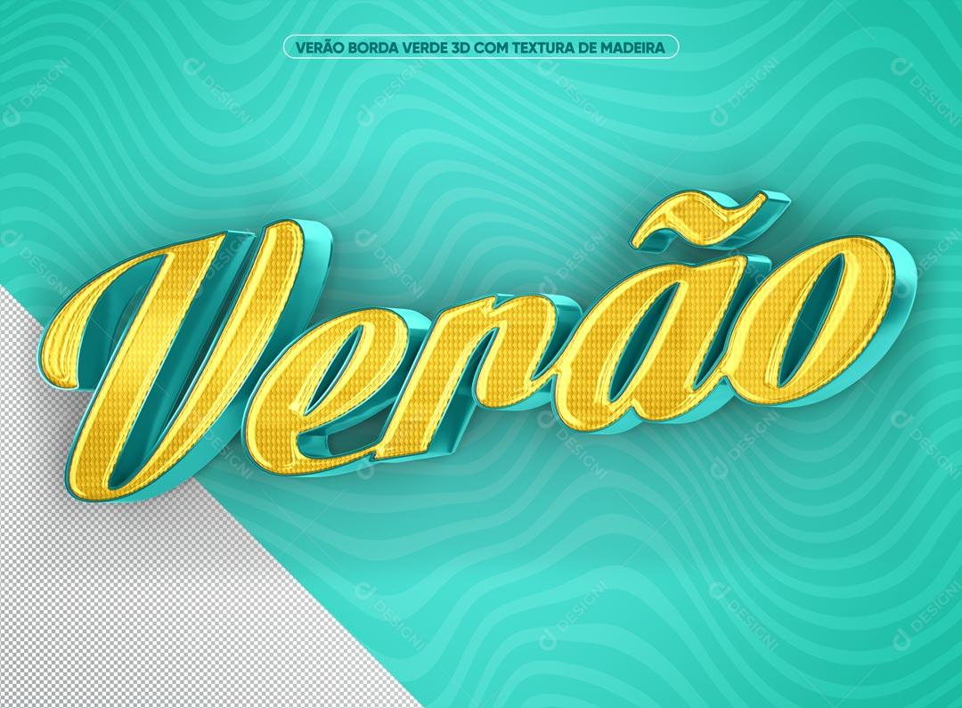 Verão Texto 3D Amarelo Borda Azul Marinho PSD Premium