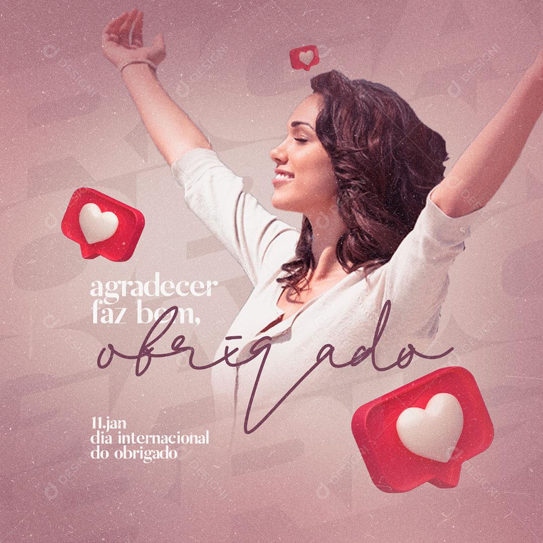 Social Media Agradecer faz Bem Obrigado PSD Editável