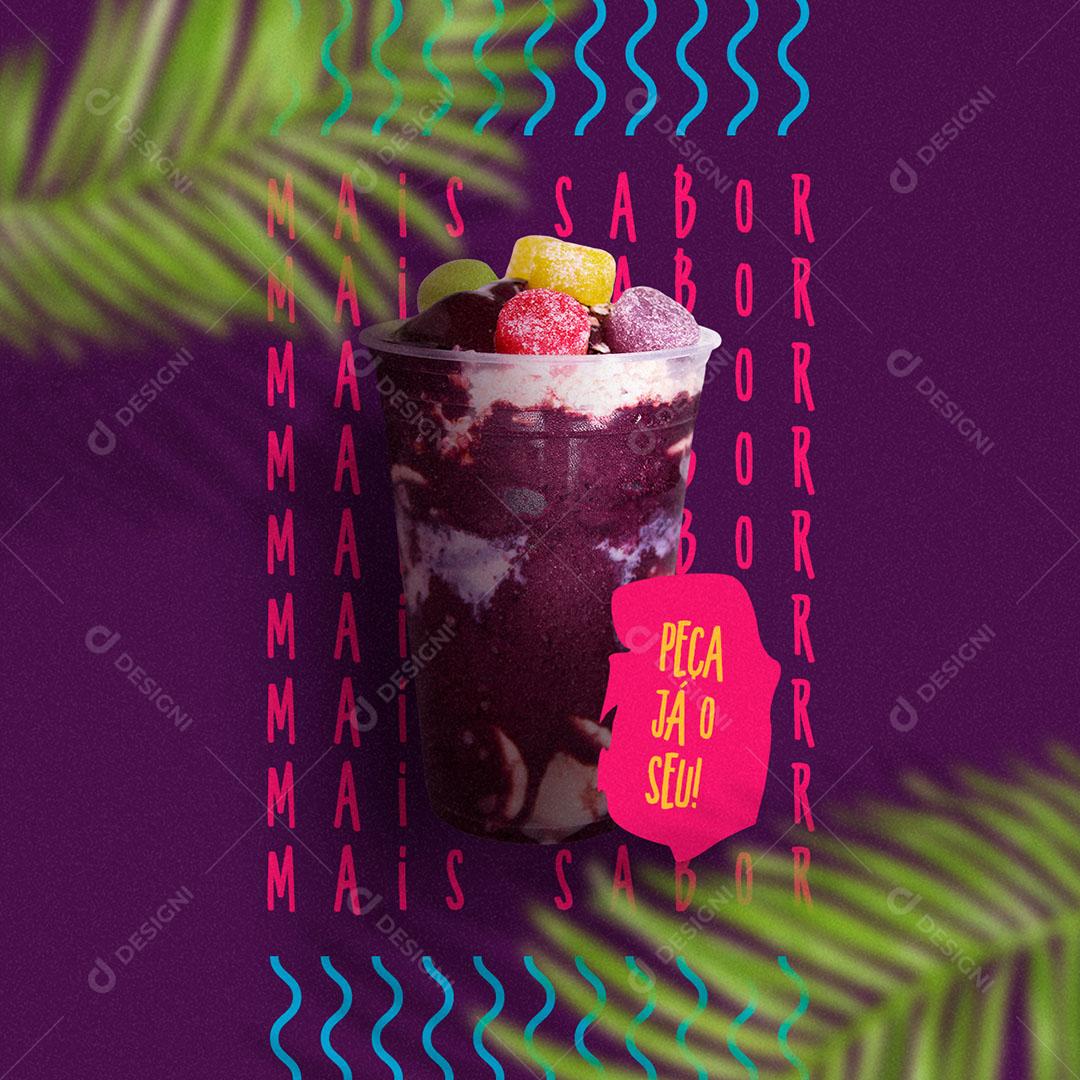 Social Media Açaíteria Peça já o Seu Açaí PSD Editável
