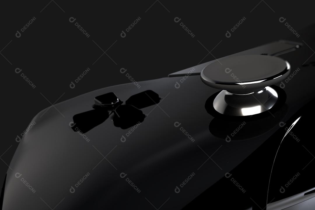 Controlador de Jogo Preto Sobre Um Fundo Azul Renderização 3d Imagem