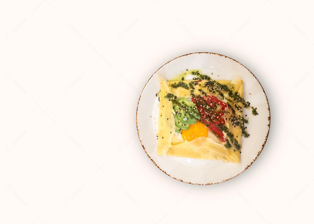 Crepe Bretão Com Ovo E Legumes Imagem JPG