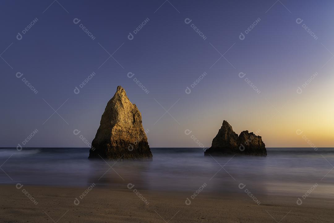 Pôr Do Sol Na Praia De Alvor Imagem JPG