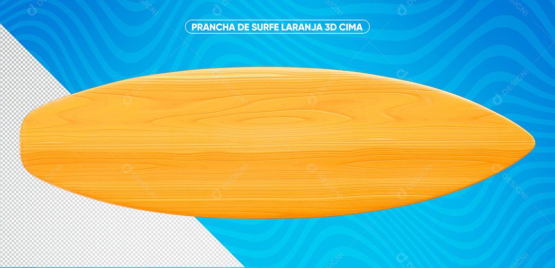 Prancha De Surfe 3D Laranja Cima Para Composição PSD