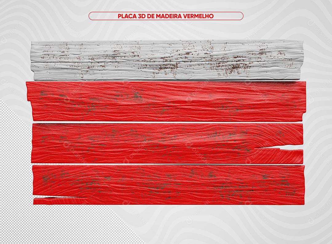 Placa 3D De Madeira Vermelho Para Composição PSD