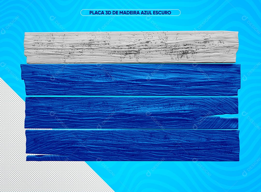 Placa 3D De Madeira Azul Escuro Para Composição PSD