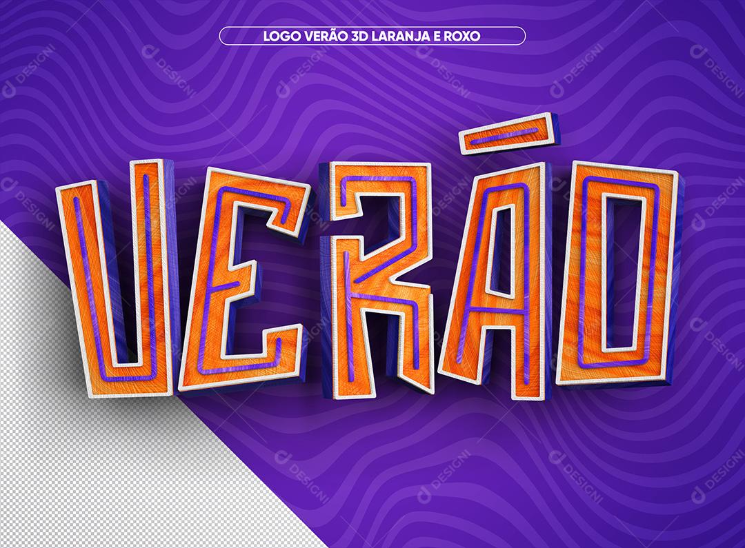 Verão 3D Madeira Laranja Com Roxo Para Composição PSD