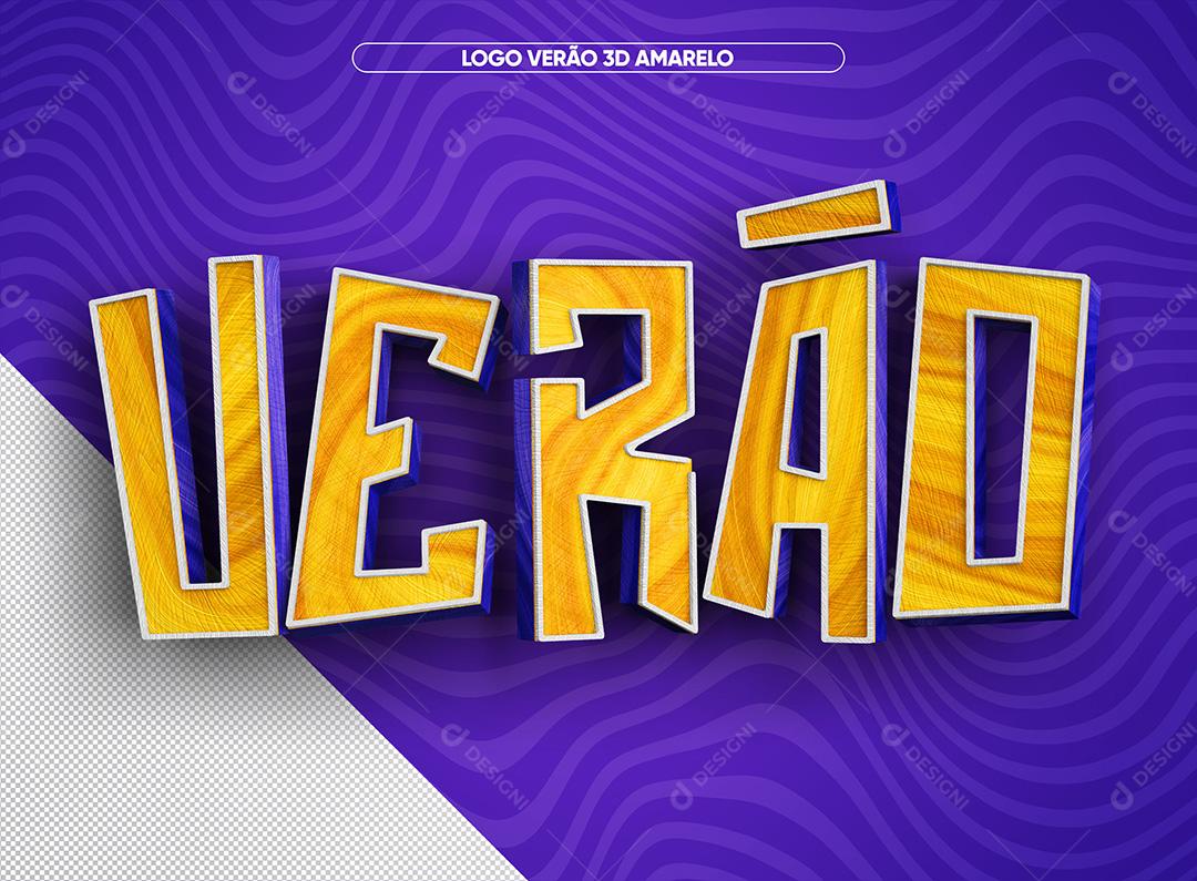 Verão 3D Amarelo Para Composição PSD