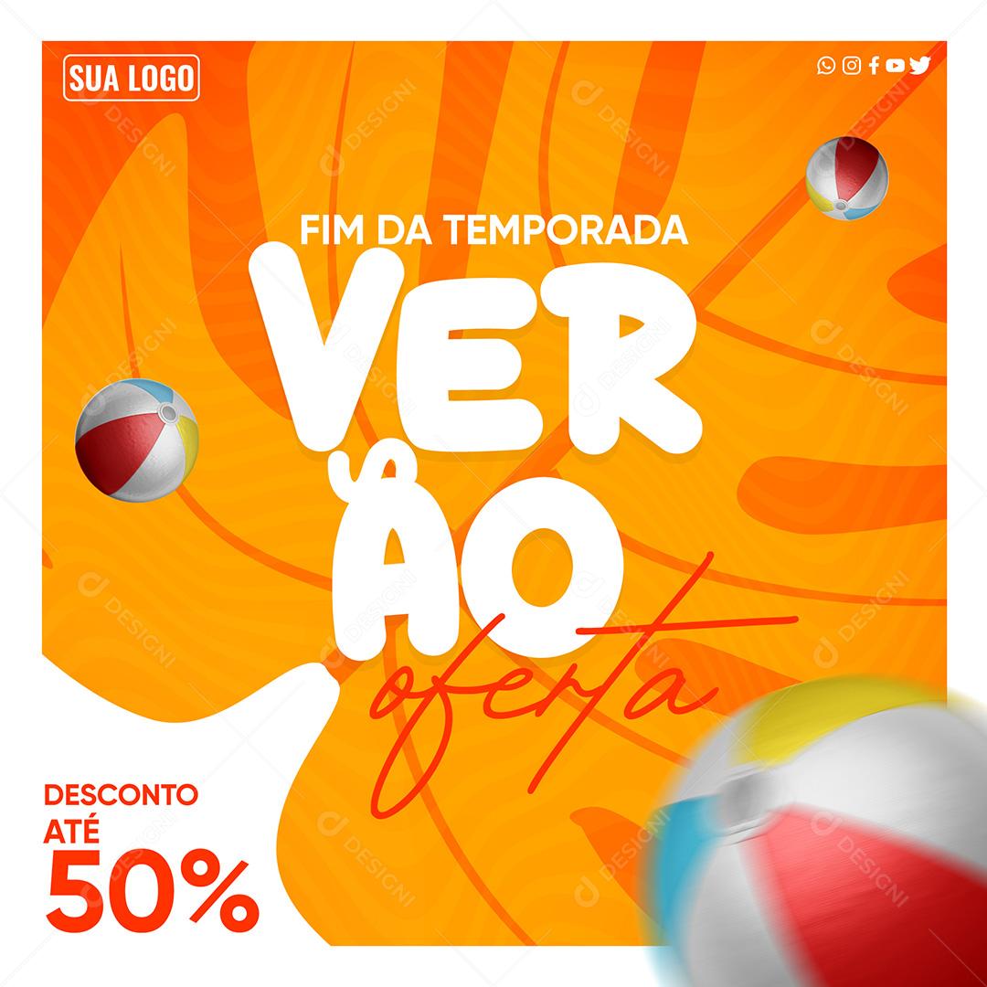 Social Media Fim Da Temporada Verão Ofertas 50% PSD Editável