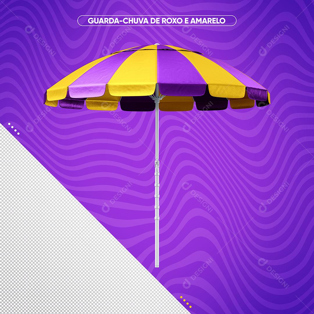 Guarda Chuva De Praia Roxo E Amarelo Para Composição PSD