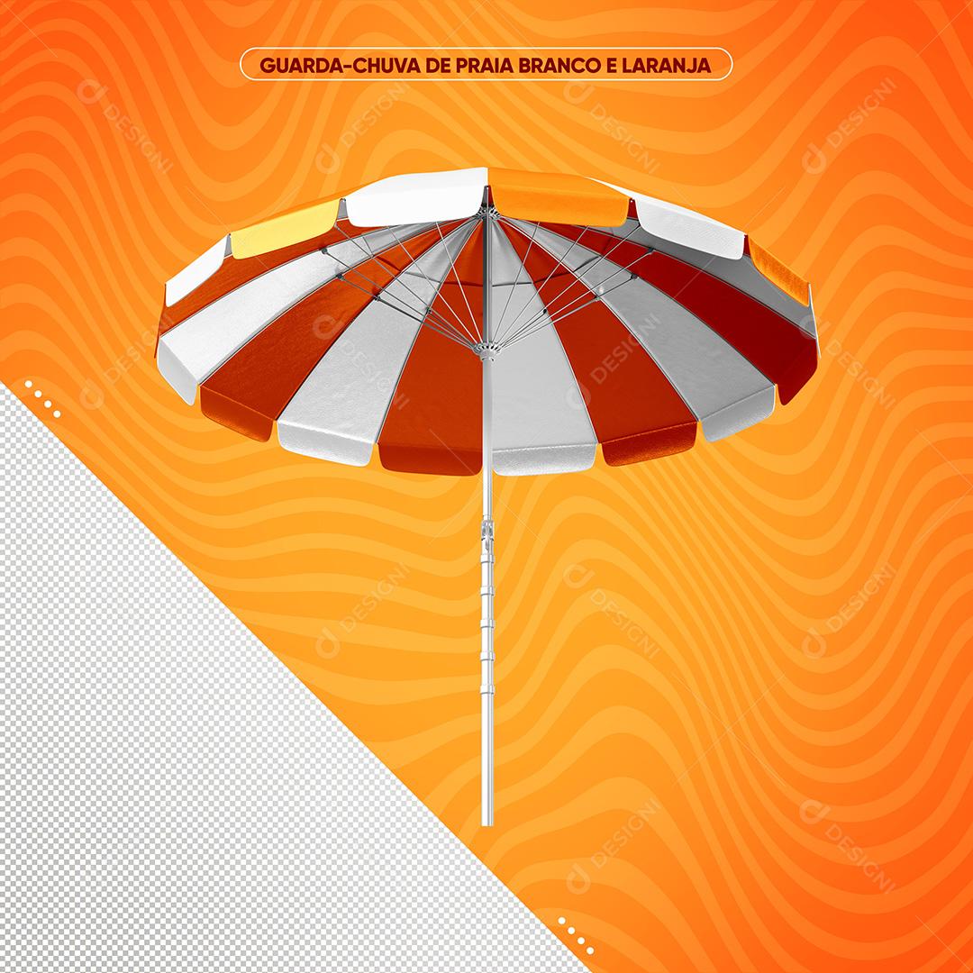 Guarda Chuva De Praia Branco E Laranja Para Composição PSD