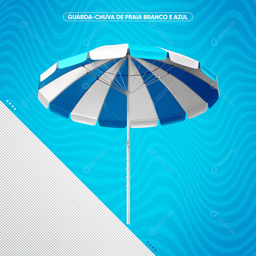 Guarda Chuva De Praia Branco E Azul Para Composição PSD