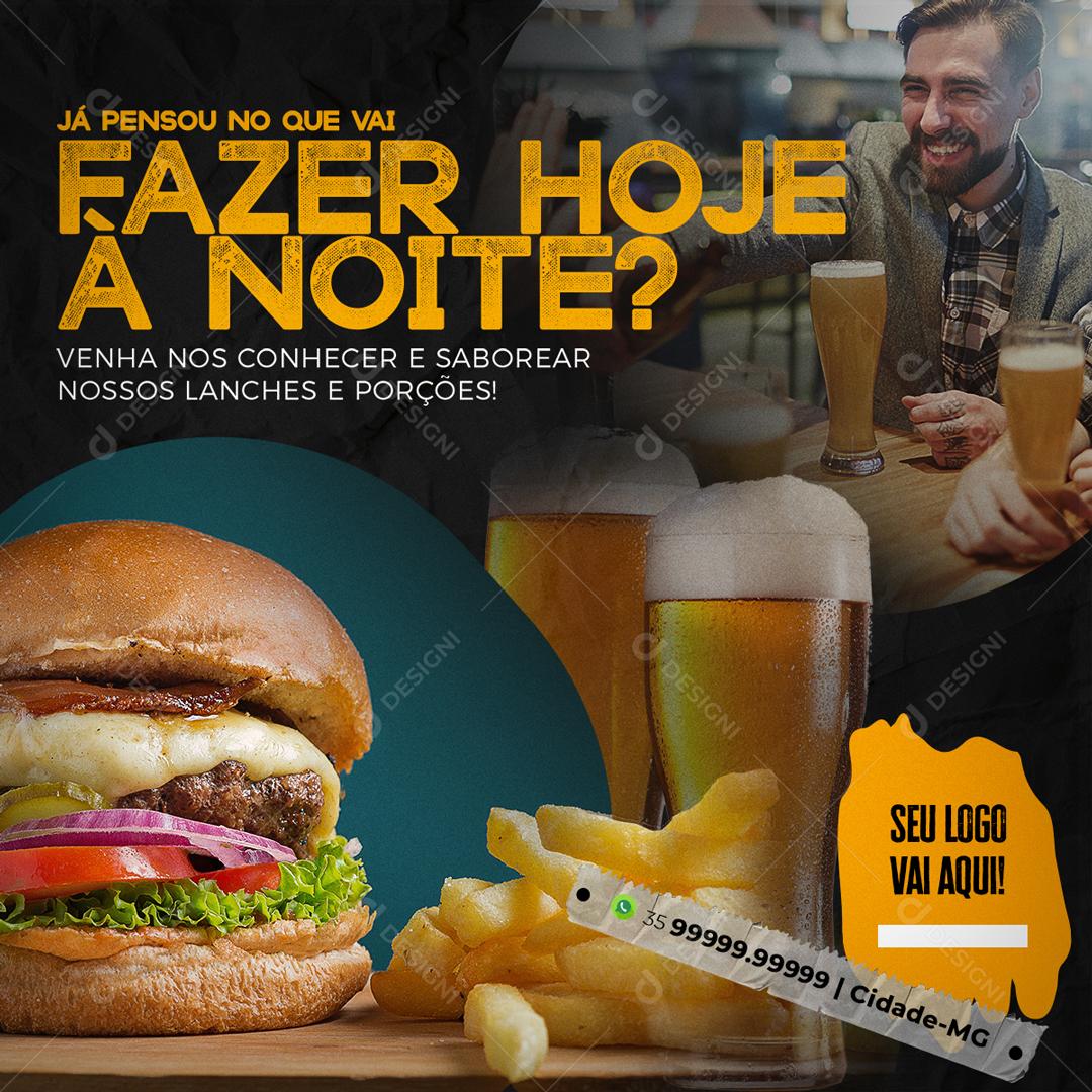 Ja Pensou No Que Vai Pedir Hoje A Noite Social Media PSD Editável